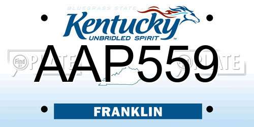AAP559 Kentucky License Plate