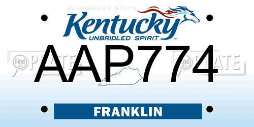 AAP774 Kentucky License Plate