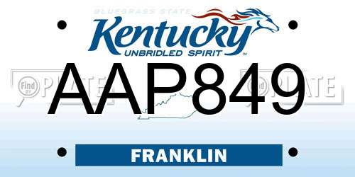 AAP849 Kentucky License Plate
