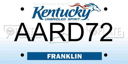 AARD72 Kentucky License Plate