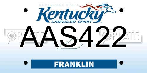 AAS422 Kentucky License Plate