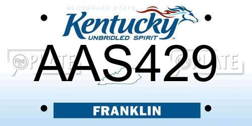 AAS429 Kentucky License Plate