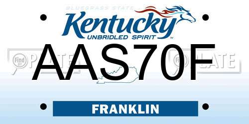 AAS70F Kentucky License Plate