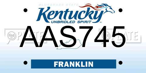 AAS745 Kentucky License Plate