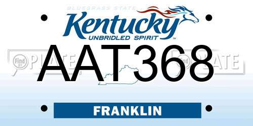AAT368 Kentucky License Plate