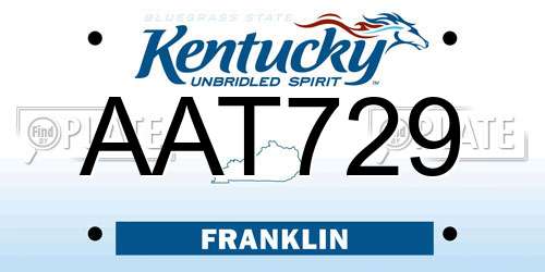 AAT729 Kentucky License Plate