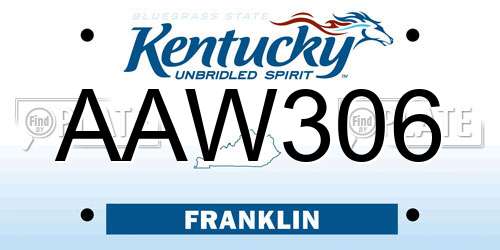 AAW306 Kentucky License Plate