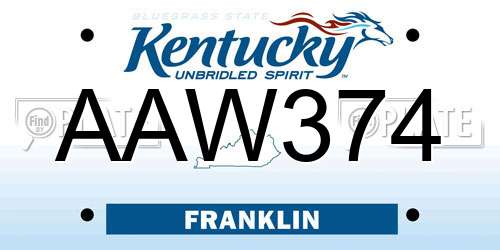 AAW374 Kentucky License Plate