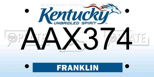 AAX374 Kentucky License Plate