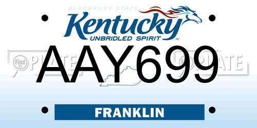 AAY699 Kentucky License Plate
