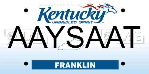 AAYSAAT Kentucky License Plate