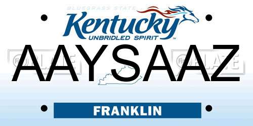 AAYSAAZ Kentucky License Plate