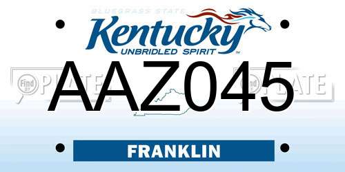 AAZ045 Kentucky License Plate