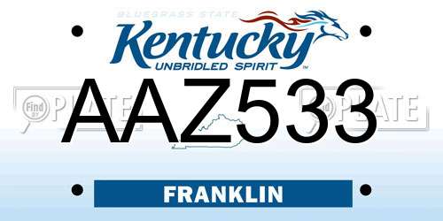 AAZ533 Kentucky License Plate