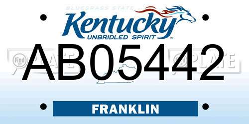 AB05442 Kentucky License Plate