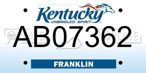AB07362 Kentucky License Plate