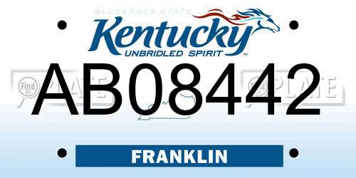 AB08442 Kentucky License Plate