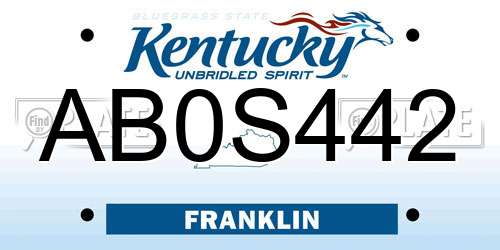 AB0S442 Kentucky License Plate