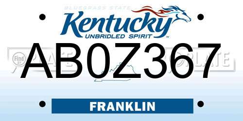 AB0Z367 Kentucky License Plate
