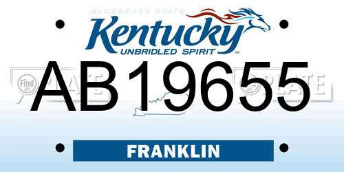AB19655 Kentucky License Plate