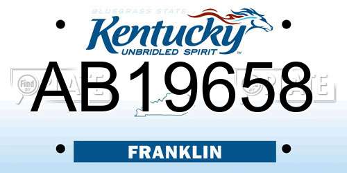 AB19658 Kentucky License Plate