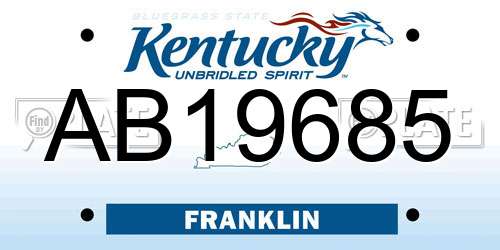 AB19685 Kentucky License Plate