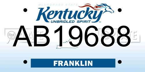 AB19688 Kentucky License Plate