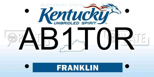 AB1T0R Kentucky License Plate