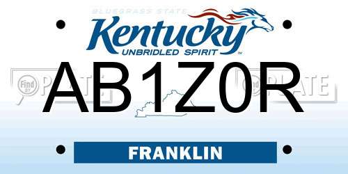 AB1Z0R Kentucky License Plate