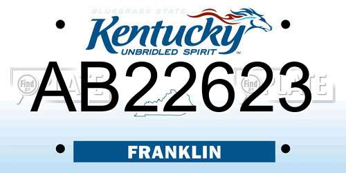AB22623 Kentucky License Plate