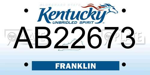 AB22673 Kentucky License Plate