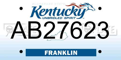 AB27623 Kentucky License Plate
