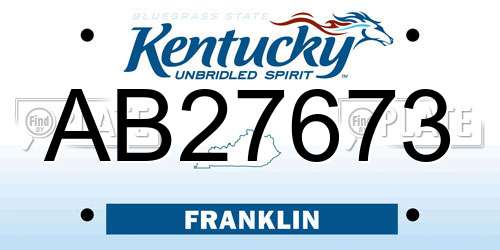AB27673 Kentucky License Plate