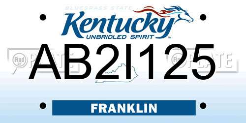 AB2I125 Kentucky License Plate