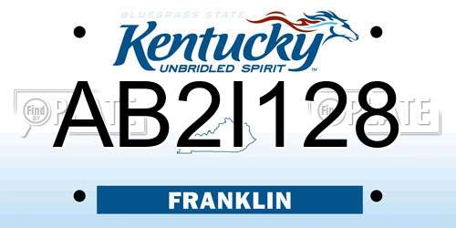 AB2I128 Kentucky License Plate