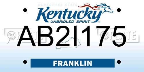 AB2I175 Kentucky License Plate