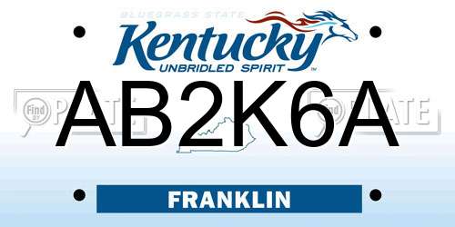 AB2K6A Kentucky License Plate