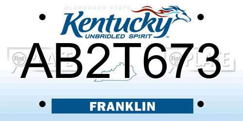 AB2T673 Kentucky License Plate