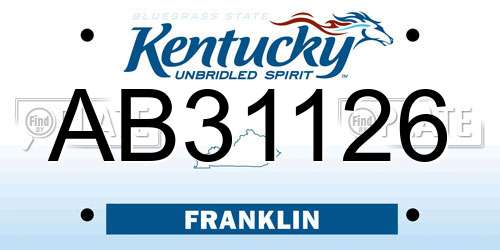 AB31126 Kentucky License Plate