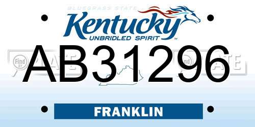 AB31296 Kentucky License Plate
