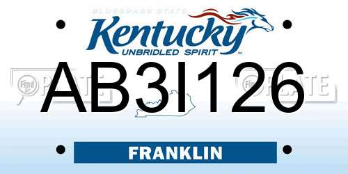 AB3I126 Kentucky License Plate