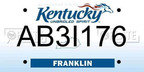 AB3I176 Kentucky License Plate