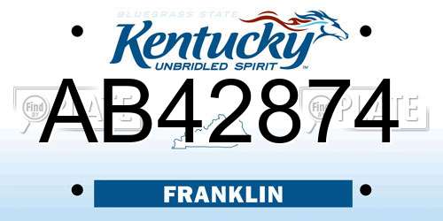 AB42874 Kentucky License Plate