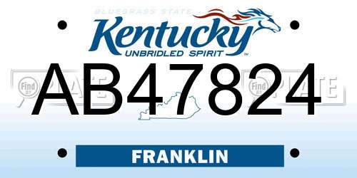 AB47824 Kentucky License Plate