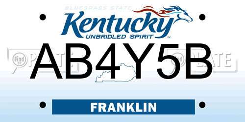 AB4Y5B Kentucky License Plate