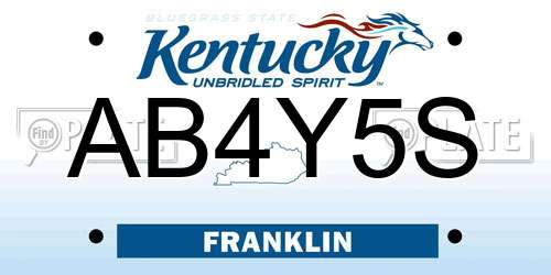 AB4Y5S Kentucky License Plate
