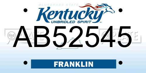 AB52545 Kentucky License Plate
