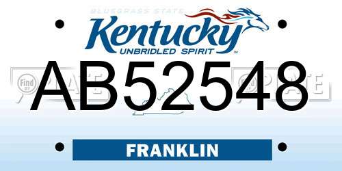 AB52548 Kentucky License Plate