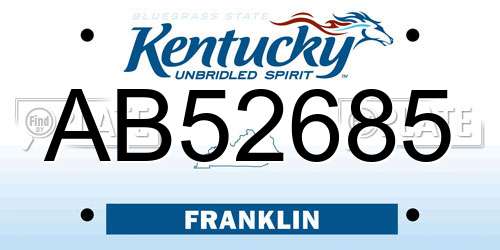 AB52685 Kentucky License Plate