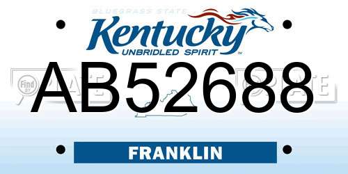 AB52688 Kentucky License Plate